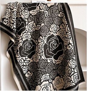 Camila Flower Black and Cream Scarf/Shaw Very soft and large New in the package